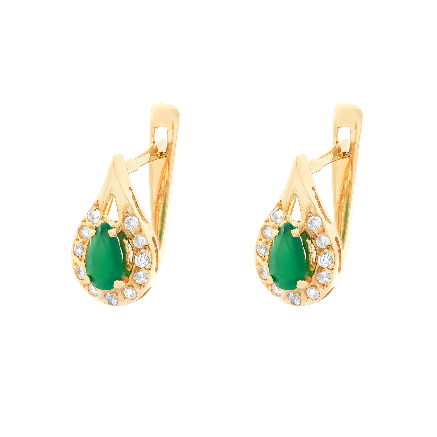BRINCOS OURO 19.2K C/ ZIRCÓNIAS