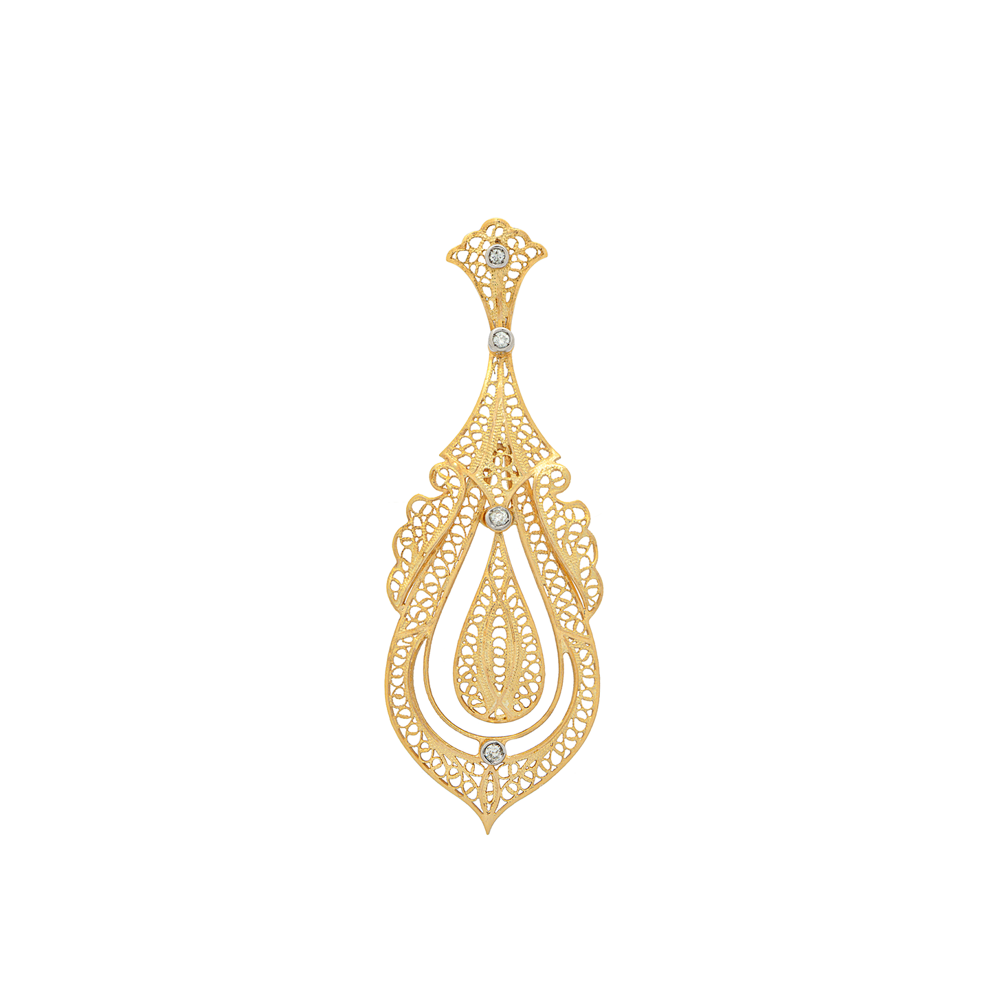 MEDALHA FILIGRANA OURO 19.2K C/ DIAMANTES