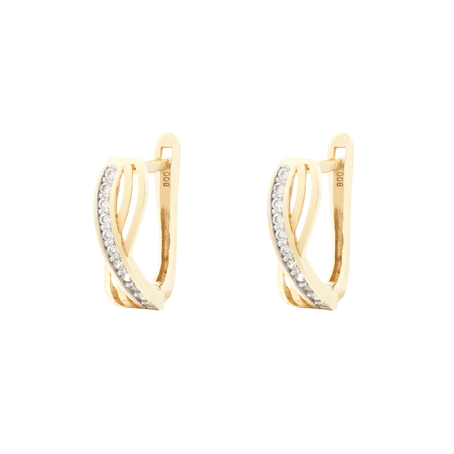 BRINCOS OURO 19.2K C/ ZIRCÓNIAS