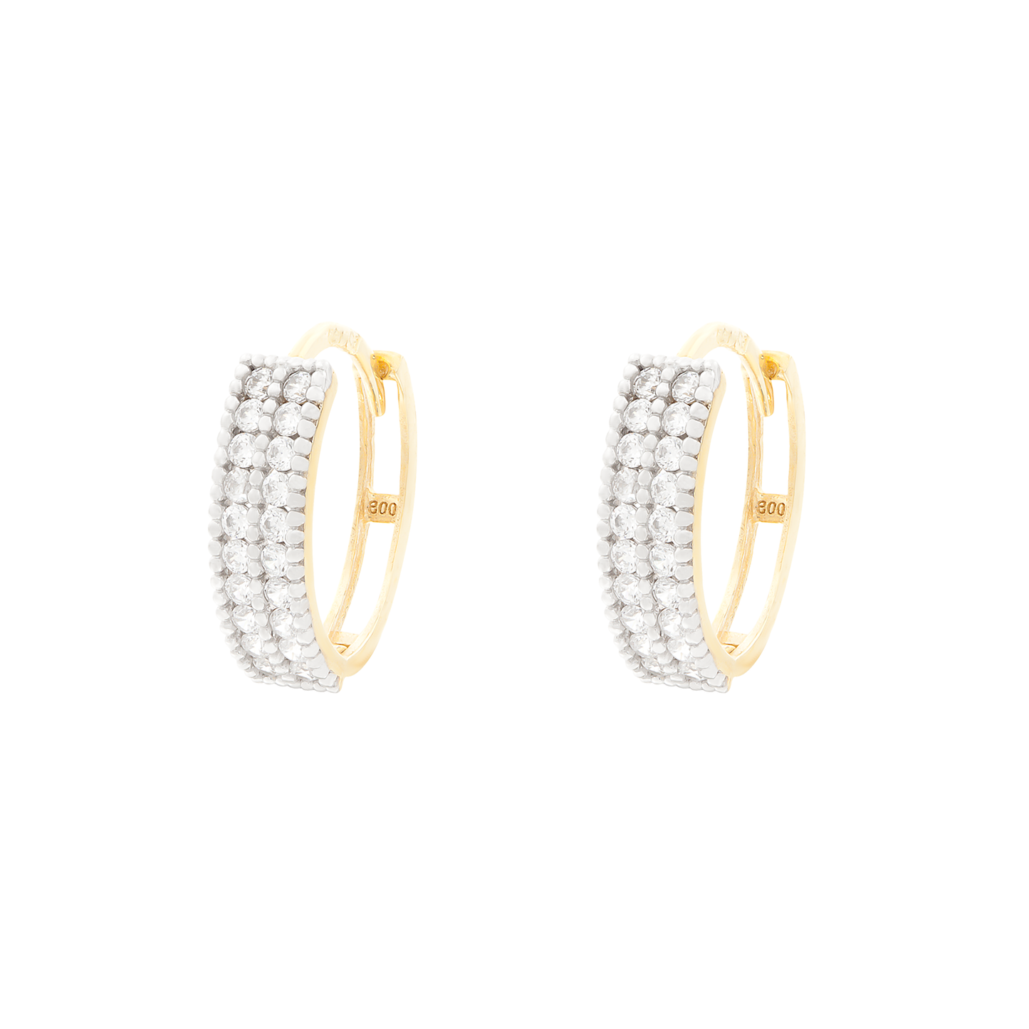 BRINCOS OURO 19.2K C/ ZIRCÓNIAS
