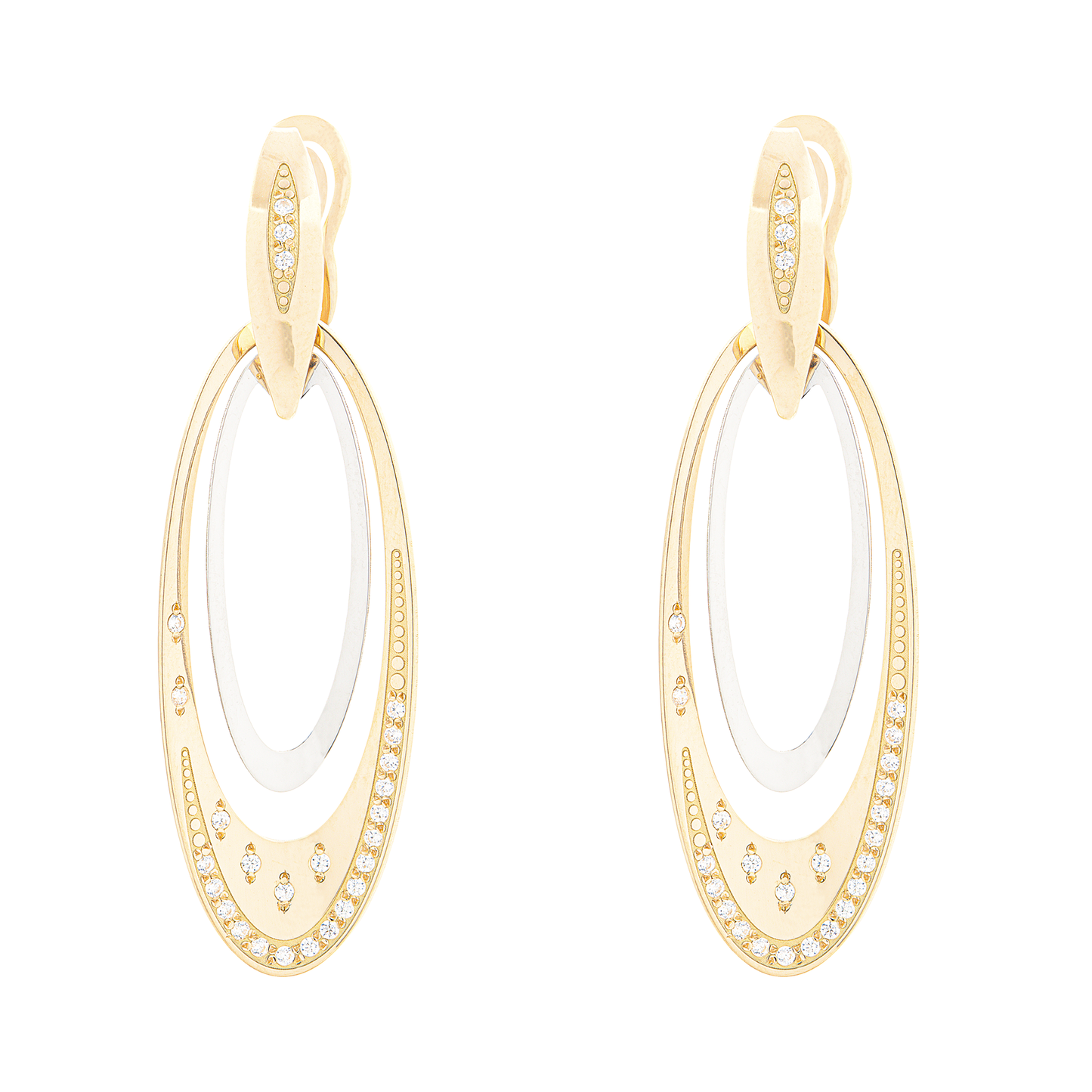BRINCOS OURO 19.2K C/ ZIRCÓNIAS