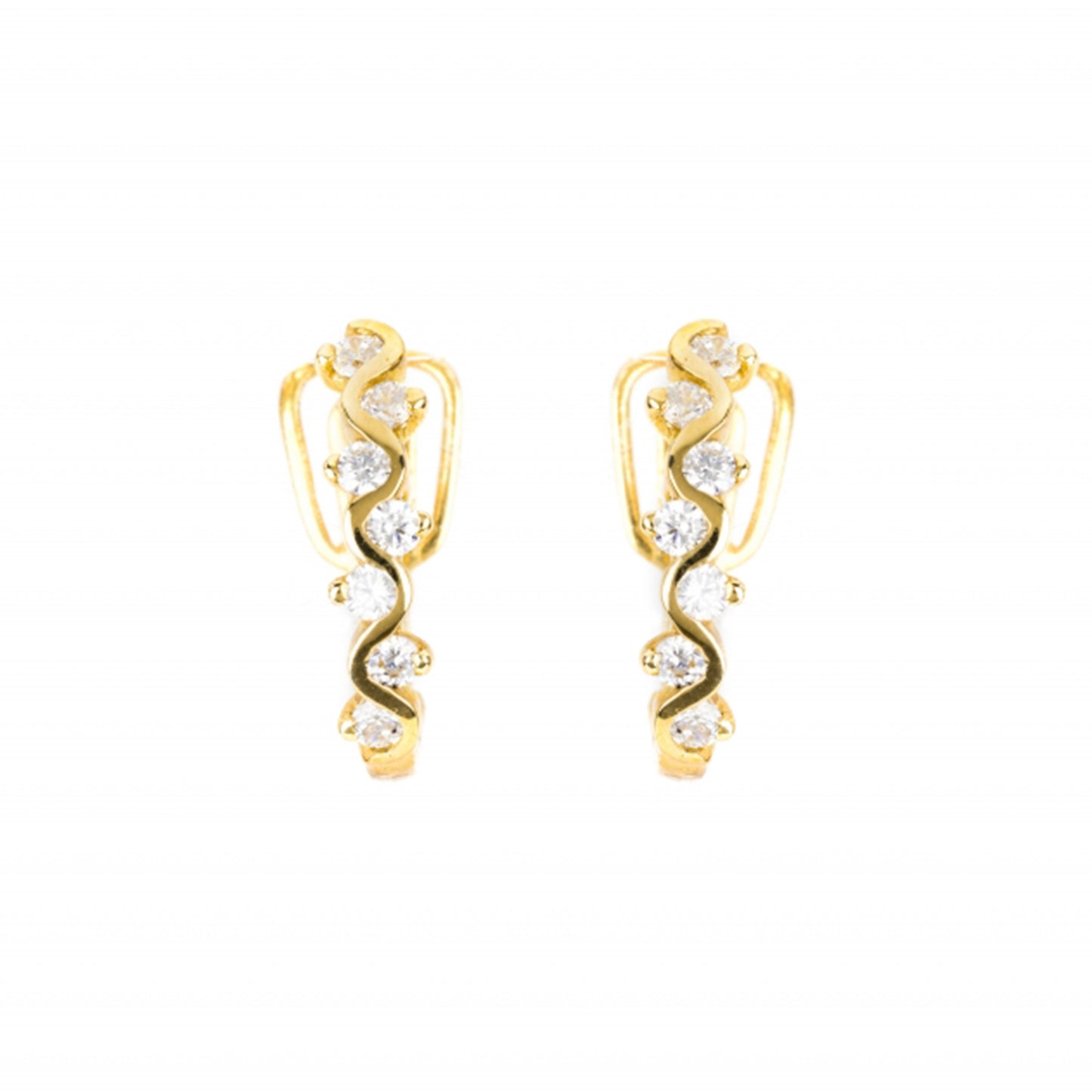 BRINCOS OURO 19.2K C/ ZIRCÓNIAS