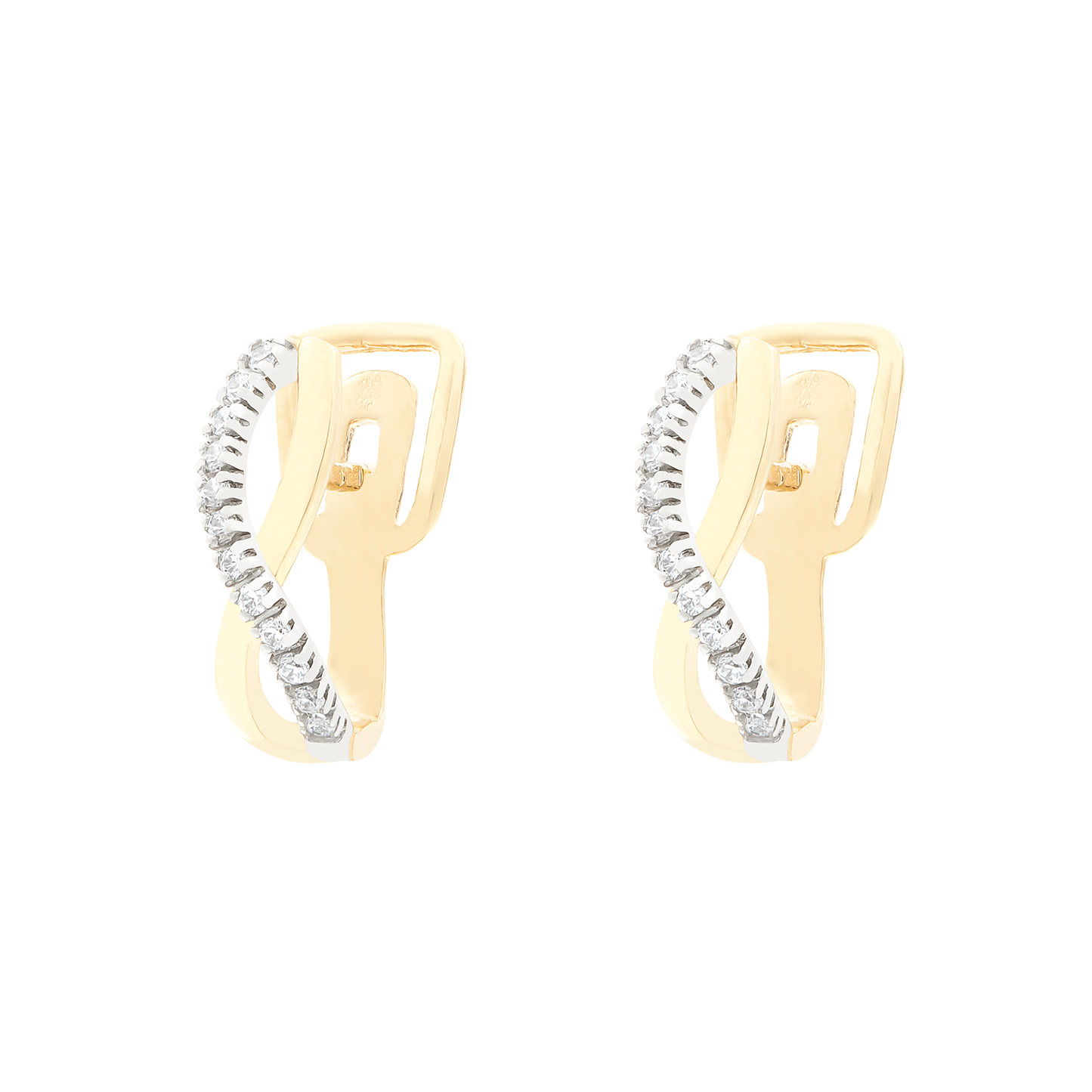 BRINCOS OURO 19.2K C/ ZIRCÓNIAS