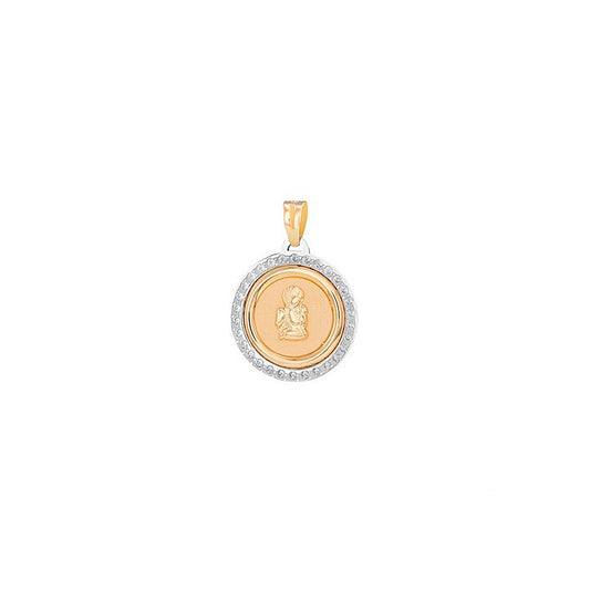 MEDALHA OURO 19.2K ANJINHO C/ ZIRCÓNIAS 12MM