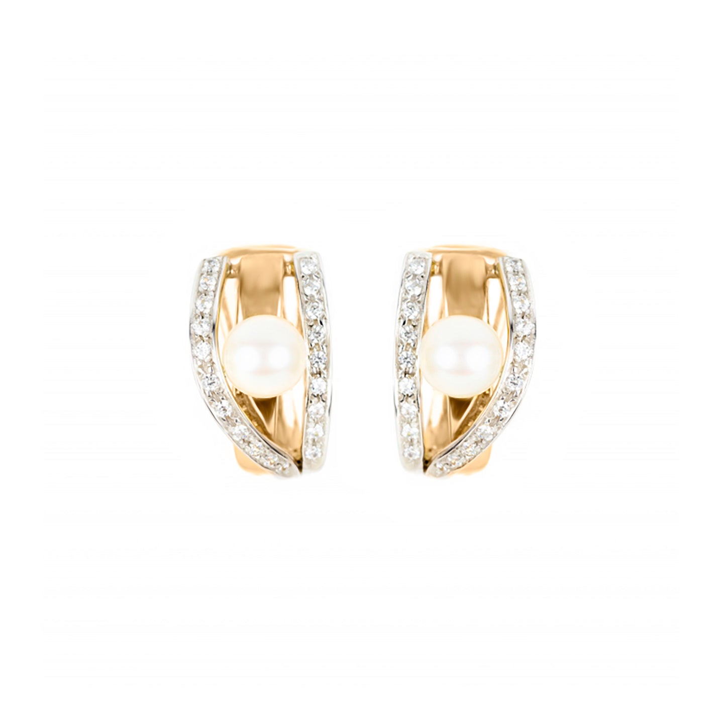 BRINCOS OURO 19.2K C/ ZIRCÓNIAS E PÉROLAS