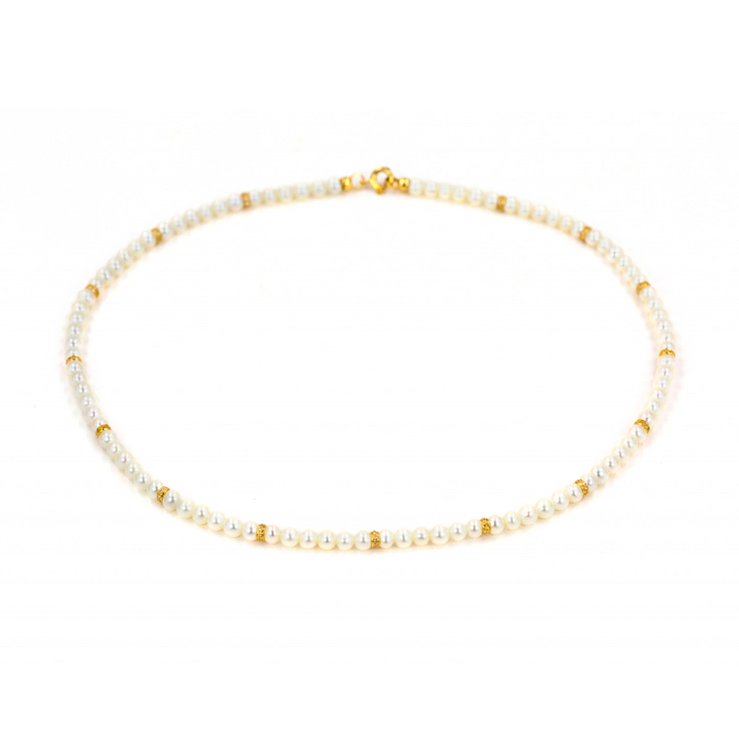 COLAR OURO 19.2K C/ PÉROLAS E ZIRCÓNIAS