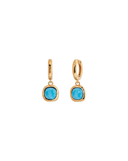 BRINCOS HOOP TURQUESA WITH BLUE LARIMAR QUARTZ