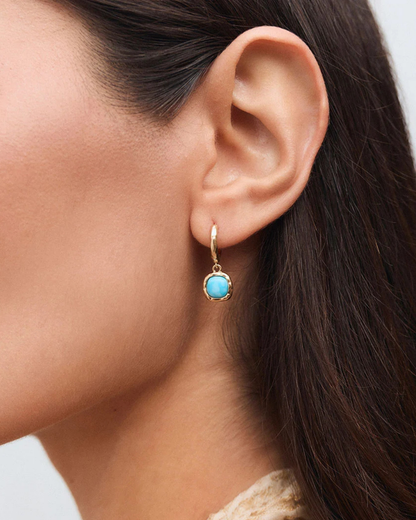 BRINCOS HOOP TURQUESA WITH BLUE LARIMAR QUARTZ