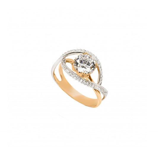 ANEL OURO 19.2K C/ ZIRCÓNIAS