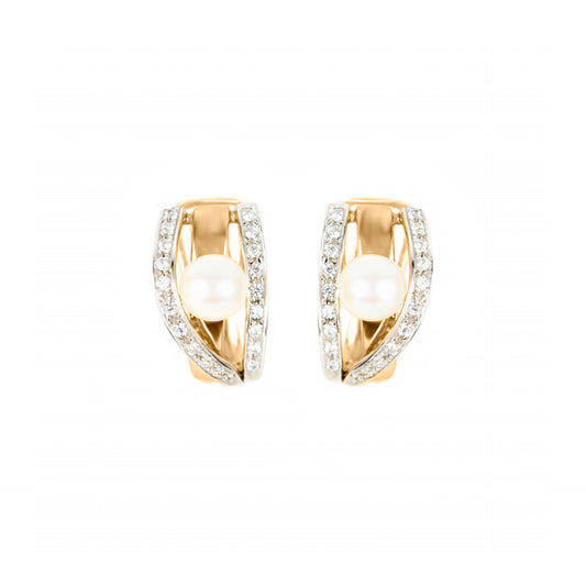 BRINCOS OURO 19.2K C/ ZIRCÓNIAS E PÉROLAS
