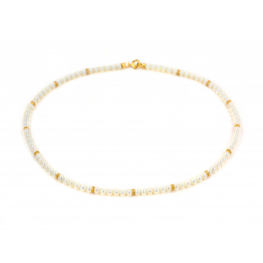 COLAR OURO 19.2K C/ PÉROLAS E ZIRCÓNIAS